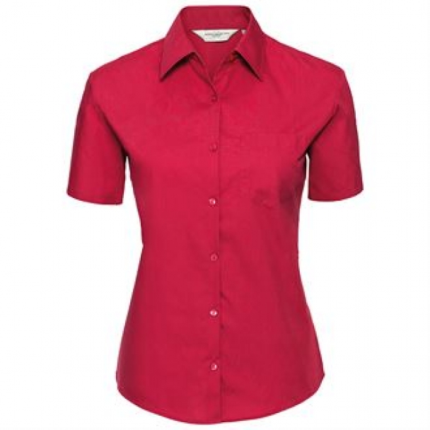 Women's short sleeve pure cotton easycare poplin shirt