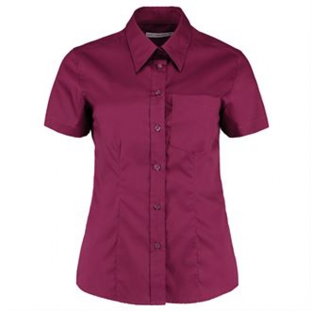 Women's corporate pocket Oxford blouse short sleeved